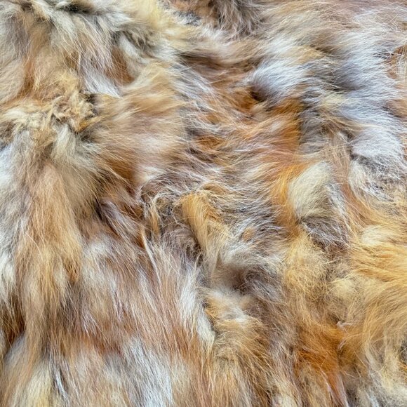 Adrienne Landau Real Fox Fur Vest Red Light Brown Tan Sleeveless Hood Hooded - Picture 5 of 7